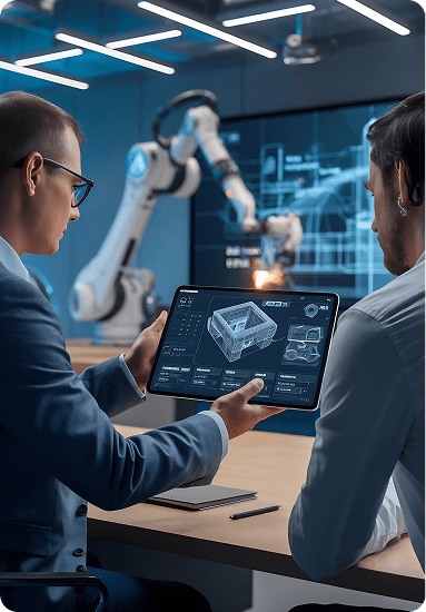 AI Circuit Board with Human and Robotic Hands