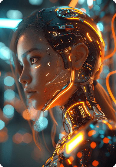 Human Hand Interacting with Digital AI Interface